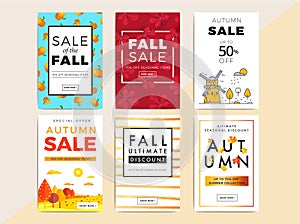 Sale promotion web banner with luxury autumn background. Promo