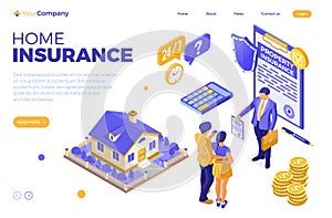 Sale Purchase Insurance Mortgage House Isometric