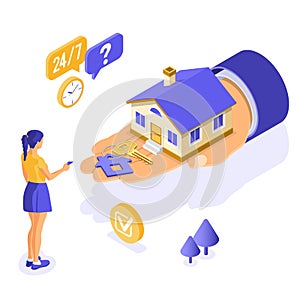 Sale Purchase Rent Mortgage House Isometric