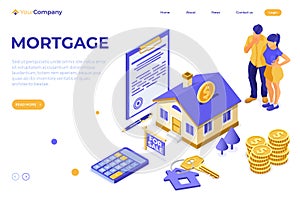 Sale Purchase Rent Mortgage House Isometric