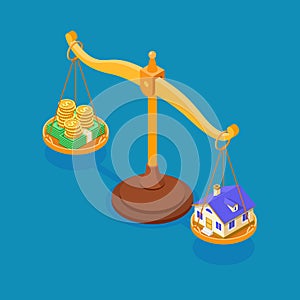 Sale Purchase Rent Mortgage House Isometric