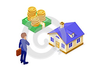 Sale Purchase Rent Mortgage House Isometric