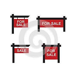 Sale real estate signs icon, color, line, outline vector sign, linear style pictogram isolated on white. Symbol, logo illustration