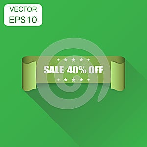 Sale 40% ribbon icon. Business concept sale 40 percent sticker