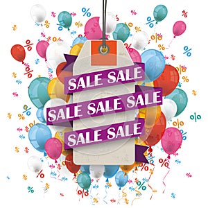 Sale Ribbon Price Sticker Balloons Percents
