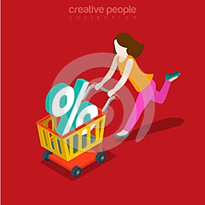 Sale rush Black Friday shopping consumer flat isometric vector