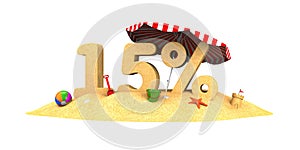Sale season - 15% - the digits of sand