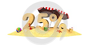 Sale season - 25% - the digits of sand