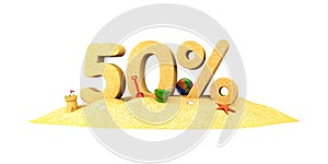 Sale season - 50% - the digits of sand