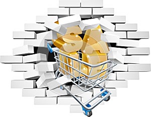 Sale Shopping Cart Breaking Wall