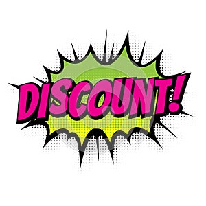 Sale shopping discount comic text speech bubble vector icon photo