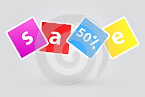 Sale Sign Fifty Percent Promotional Discount