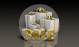 Sale Sign with Gift Boxes