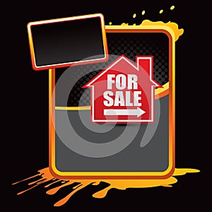 For sale sign on orange splattered advertisement