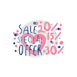 Sale, special offer 15, 20, 30 percent off logo template, special offer label, banner, advertising badge or sticker tag