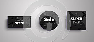 Sale and special offer banner, sales tags. Abstract frames with graphic geometric elements. esign template rectangular, square and