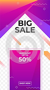 Sale special offer discount social media stories template. Dynamic modern sale banners for social media stories sale, web page,