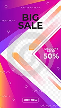 Sale special offer discount social media stories template. Dynamic modern sale banners for social media stories sale, web page,