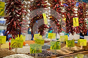 Sale of spices in market