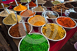 Sale of spices in the markets of India