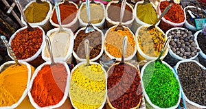 Sale of spices in the markets of India