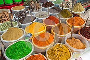 Sale of spices in the markets of India