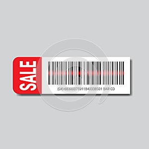Sale Sticker With Bar Code For Scanning Icon Isolated