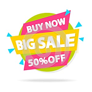 Sale sticker with sign buy now big sale for special offer, advertisement tag, sale