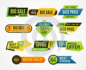 Sale stickers. Price tag label. Banner sticker or abstract flyer. Graphic for offer labels design template vector