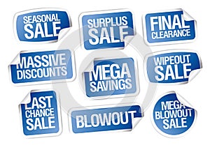 Sale stickers set - massive discounts, mega savings