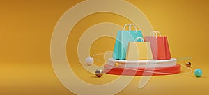 Sale symbol and podium present you sale and shopping concept. Sale event, Shopping sale event. 3d illustration background