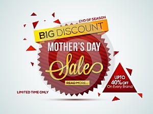Sale Tag, Poster, Banner or Flyer for Mother's Day.