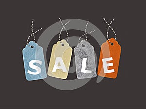 Sale tage. Gift tags isolated on black background.