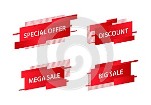 Sale tags collection. Special offer, big sale, discount, best price, mega sale banner set. Shop or online shopping. Sticker, badge