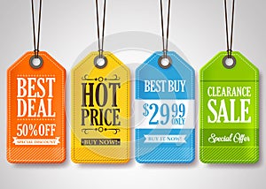 Sale Tags Design Collection Hanging with Different Colors