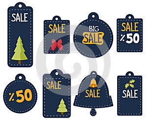 Sale tags with new year shopping concept.