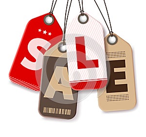 Sale Tags Vector in White Background for Shopping Promotions