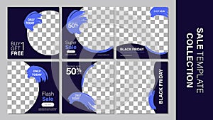 Sale template collection for promotion sale. Editable banner for social media post, web and internet. Black friday event sale