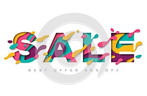 Sale typography design with abstract shapes