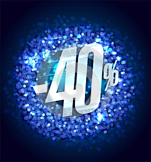 Sale up to 40% off, vector banner with sparkles