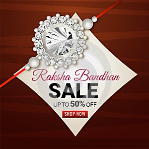 Sale upto 50% discount banner or flyer design for Raksha bandhan concept.