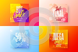 Sale vector banner template bundle. Special offer discount social media illustration layout set. Advertising shopping design.