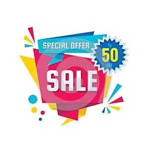 Sale - vector creative banner illustration. Abstract concept discount promotion layout on white background. Special offer sticker