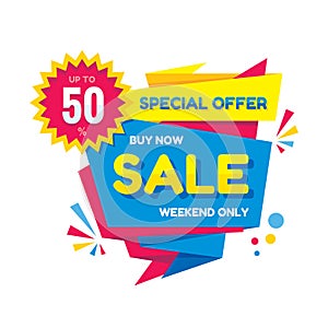 Sale - vector creative banner illustration. Abstract concept discount promotion layout on white background. Special offer sticker.