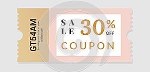 Sale voucher. Coupon design for discount and gift event. Square paper with separation line and identification code