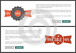 Sale 10 and 90 Web Page on Vector Illustration