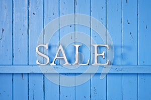 Sale Wood Blue Background Banner