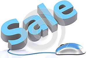 Sale word and blue computer mouse