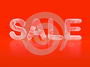 Sale word ice letters on a red background