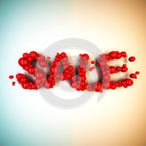 Sale word from red balls.